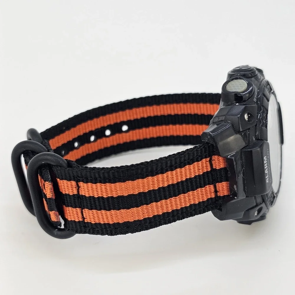 Armitron Men's Digital Sport Watch 48MM‎ Black Case NEW Orange Black Nylon Bands